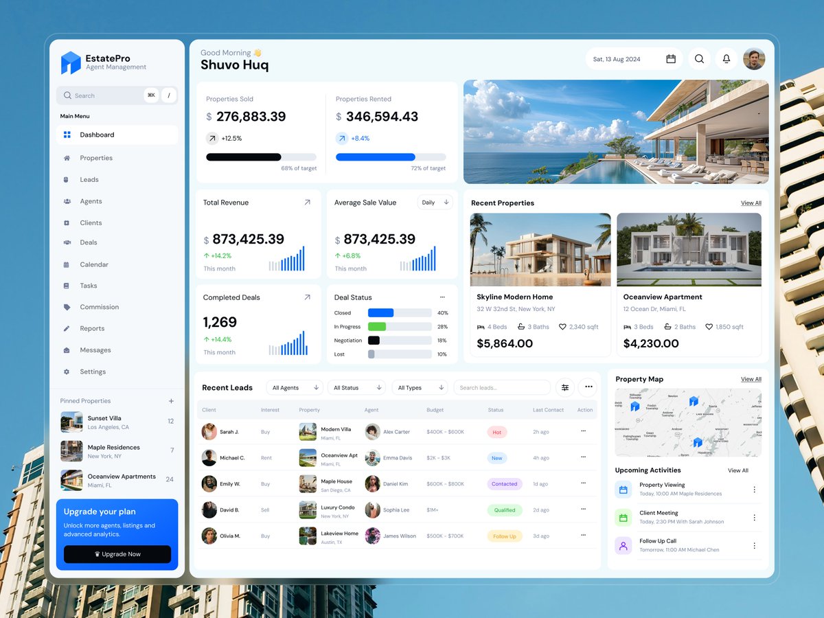 shuvouix's tweet photo. Real Estate Agent Management SaaS Dashboard Design https://t.co/VjEFEMA6p8