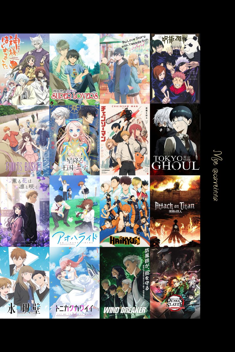 caveinna's tweet photo. i’m 20+ looking for new #animemoots these are a few of the anime i’ve watched so far. i never really know how to approach people on twt, so i’m trying this instead. if we have some favorites in common, i’d be happy to get to know you! 

#moots #anitwt #animetwitter https://t.co/QzkG7QYno3