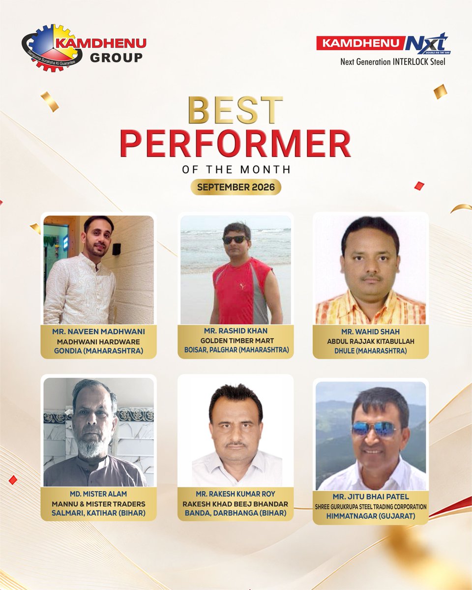 Kamdhenu_Steel's tweet photo. Every milestone has a story of hard work behind it. 🌟
Recognising our Best Performer of the Month for the dedication, determination, and results that make a difference.
Congratulations on this well-deserved recognition!
#Kamdhenu #TopPerformer #KamdhenuGroup #TeamExcellence https://t.co/OXSTsEICef