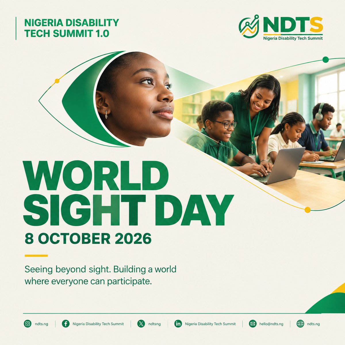 ndtsng's tweet photo. Today, we mark #WorldSightDay and reaffirm the importance of eye health, accessibility, and inclusion.

Everyone deserves the opportunity to see, learn, work, participate, and thrive without barriers.

Let’s build a more inclusive world where no one is left behind. 👁️💚 https://t.co/r6oWP8nXhX