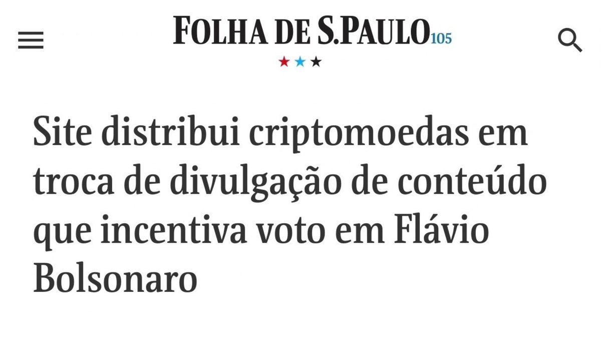 fernandapsol's tweet photo. 🚨 URGENTE! Site distribui criptomoedas em plena campanha eleitoral pedindo votos para Flávio Bolsonaro. 

Não tem outro nome para uma prática como essa além de compra de votos. É gravíssimo e precisa ser imediatamente investigado pela Justiça Eleitoral. Que o TSE veja essa situação rapidamente e tome as medidas necessárias