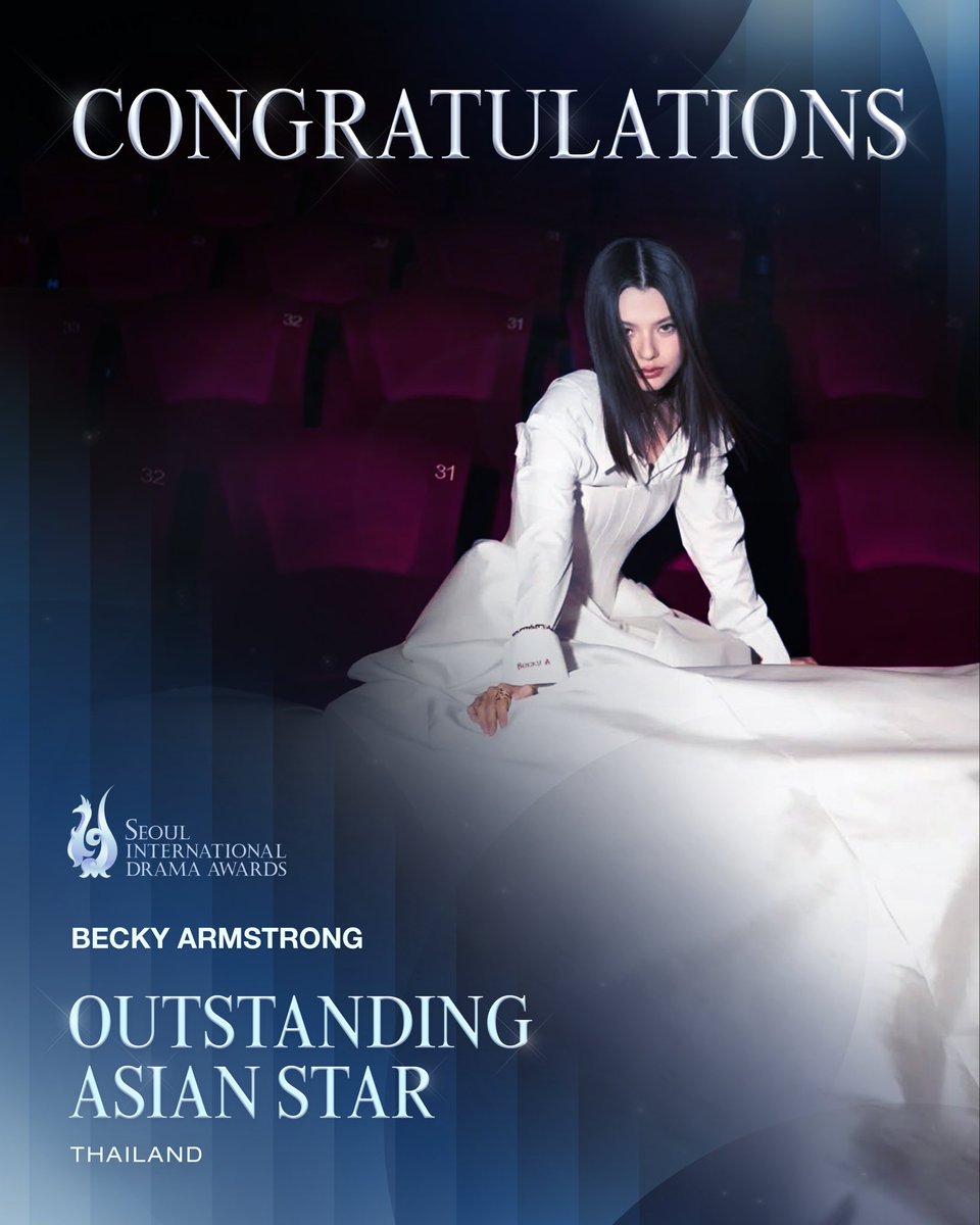 lunariglobal's tweet photo. Congratulations to @AngelssBecky on winning Outstanding Asian Star for "Girl From Nowhere: The Reset" at the Seoul International Drama Awards 2026! 🏆💫

REBECCA SDA AWARDS26 
#BeckyOutstandingAsianStar 
#SDA2026 #SeoulInternationalDramaAwards 
#beckysangels #BeckyArmstrong https://t.co/ZCwtJc5tp8