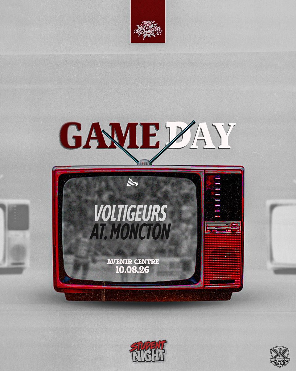 MonctonWildcast's tweet photo. 𝐆𝐚𝐦𝐞𝐝𝐚𝐲

Drummondville is in town to take on the Wildcats for Student Night at the Avenir! 

⏰ - 7:00pm
💻 - FloHockey
🏟 - 𝘼𝙫𝙚𝙣𝙞𝙧 𝘾𝙚𝙣𝙩𝙧𝙚

📸 - @DanielStLouis

#DefendTheDen #JGS #TheHubCity #DRUMvsMON https://t.co/THDHswaOlW