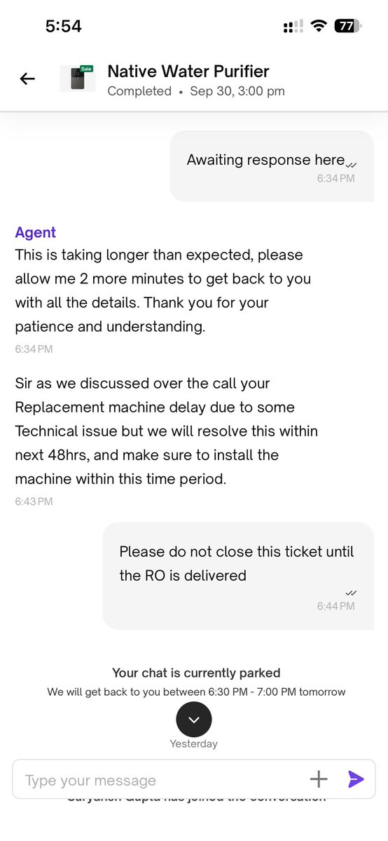 rishabh0201's tweet photo. Update:
No surprise from @urbancompany_UC .
It has been 48 hours has promised by #TusharSingh.
My bet is that #IshankTomer is going to ask for another 24-48 hours before with no real resolution.
Let’s see, what he does. https://t.co/HcI3teS4iD
