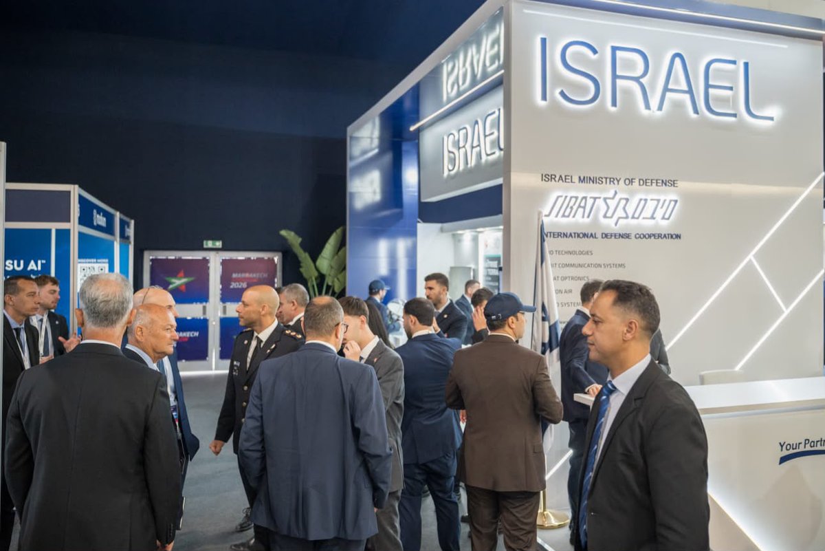 Israel_MOD's tweet photo. For the First Time in Morocco: Israel MOD Opened a National Pavilion and Led an Israeli Delegation to Marrakech Airshow 2026 🇮🇱🇲🇦

Read More: https://t.co/z0u8s2NnWA https://t.co/WhblElHoyi