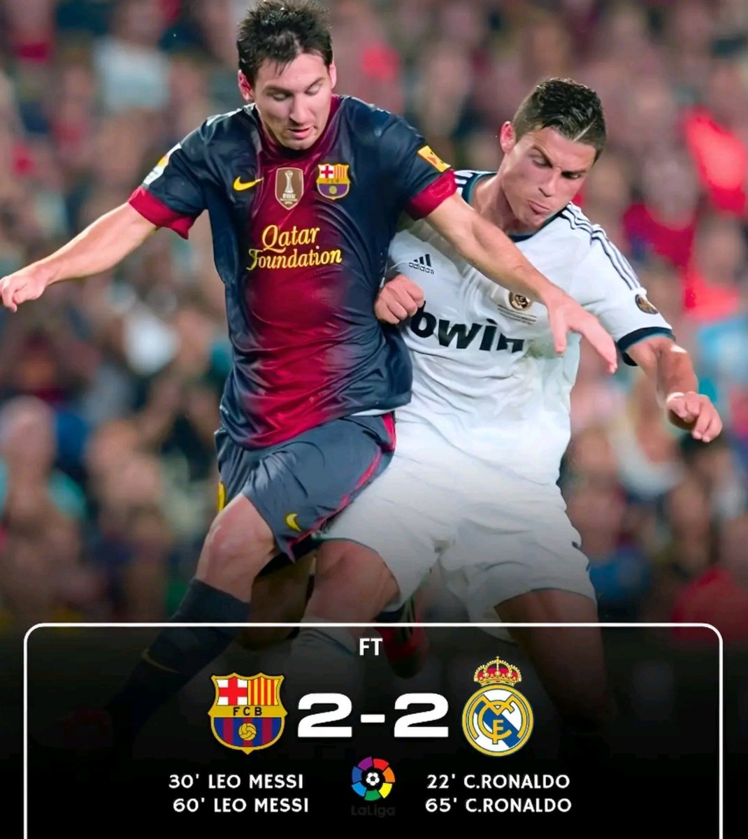 Bilyjoe123's tweet photo. 14 years ago today...
Barcelona 2:2 Real Madrid 
Both Messi and Ronaldo scored 2 goals each to deciding a crucial game on the same night.
Peak Messi vs peak ronaldo,football was really different back then,glad to have witnessed dem both play💯 https://t.co/R8UWew0YAh