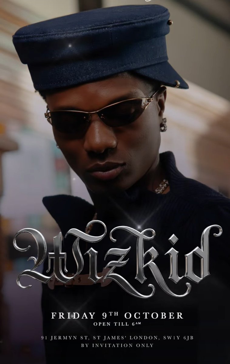 WETALKSTATS's tweet photo. Wizkid is set to perform at Dear Darling Mayfair in London this Friday, October 9. 🦅🔥

— By invitation only, from 11PM till 6AM. 🇬🇧 https://t.co/ffSberclrS