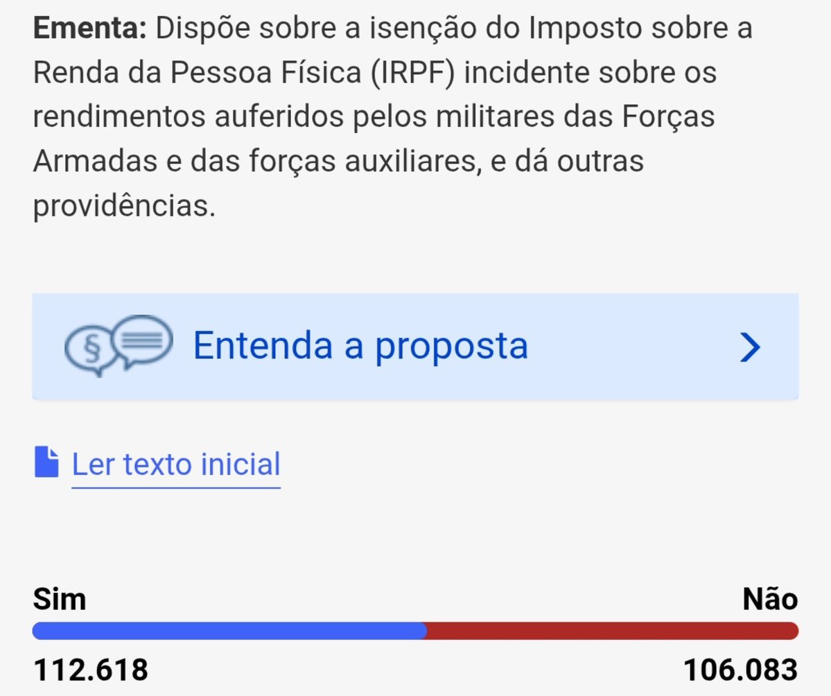 chartmatue's tweet photo. 🚨 Há um projeto de lei para isentar militares do imposto de renda.

VOTEM NÃO, CHEGA DE MAMATA E PRIVILÉGIOS PRA VAGABUNDO!

https://t.co/YlcTsSQ7gB

#RAPCONTRADIREITA
#FandomsComLula https://t.co/wj8MM917o8
