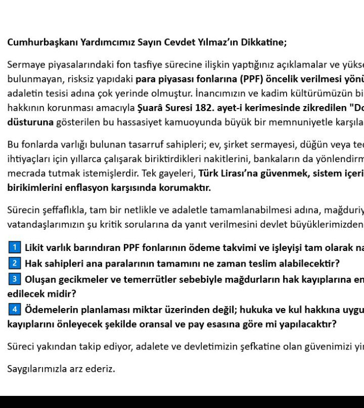 UHakimiyet5414's tweet photo. Sayin Cumhurbaşkanı yardımcım,

@_cevdetyilmaz 

Size mektubumdur,

PARA piyasa fonlarındaki paramızı ivedikle ödeyin,
Hemde tamamını,

#Soygunda21inciGün https://t.co/hZhx6nhSTp
