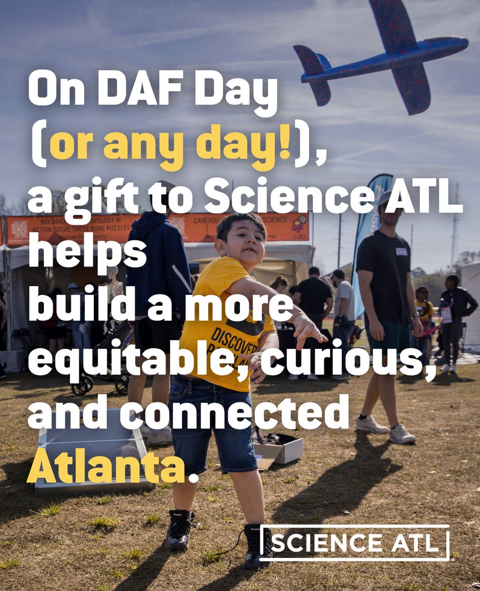 ScienceATL's tweet photo. TODAY is DAF Day! 🚀 Explore DAF giving and other ways to support Science ATL. 🔎 https://t.co/GYjOrz1gPi 

#DonorAdvisedFund #ScienceATL  #ScienceForAll #ScienceCommunity https://t.co/fxARgzEiIS
