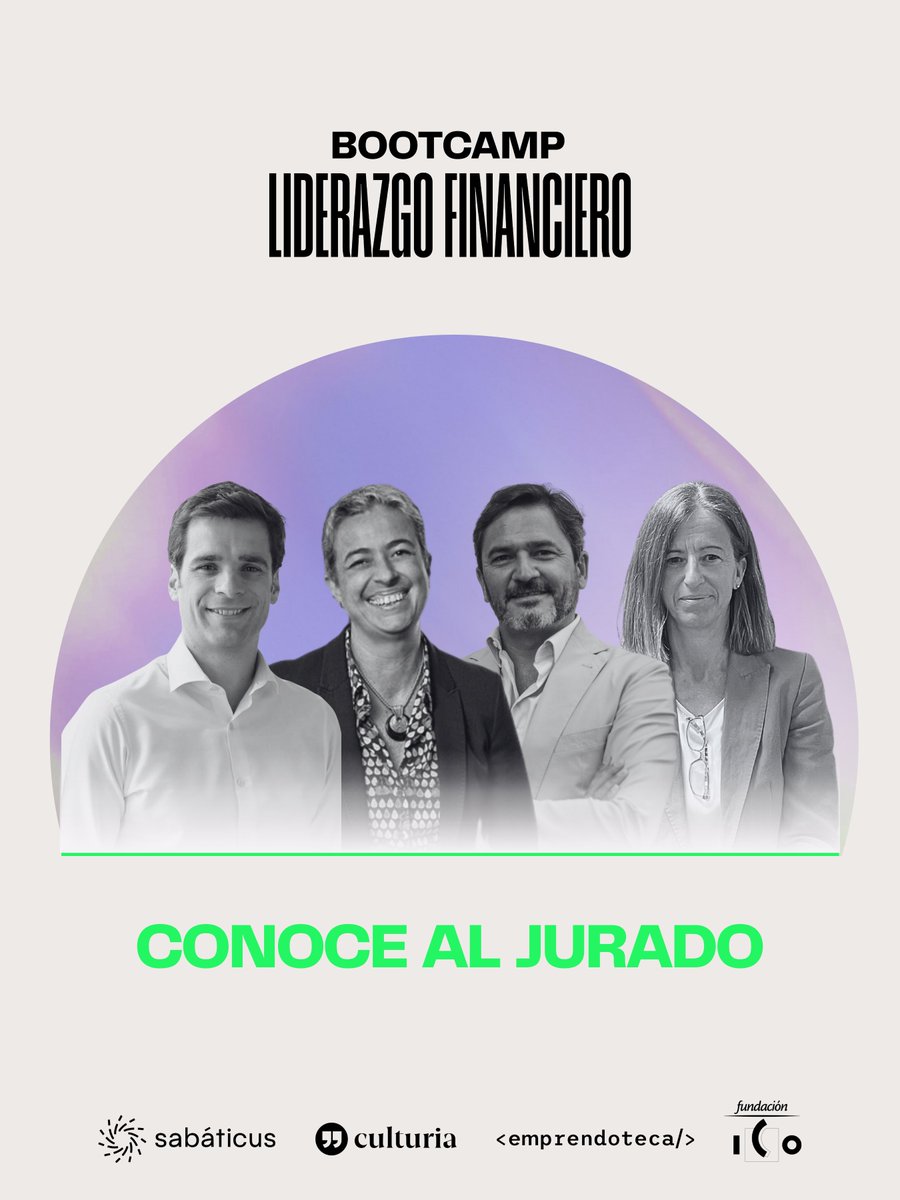 culturia_es's tweet photo. Bootcamp de Liderazgo Financiero @emprendoteca_es #Sabaticus @FundacionICO

Conoce al jurado que pondrá a prueba tu pitch financiero:@arturobenito  · @MercedesValcarc  · @JoseMoncadaD  · Teresa Bretón #AxisICO .

🟢 Cierre presencial · 30 nov · ICO Madrid https://t.co/wEJD9IuxZO
