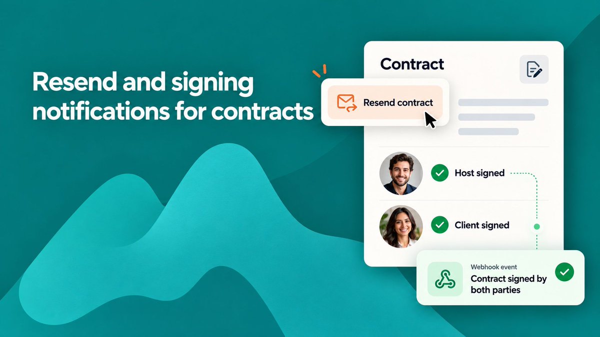 NeetoCal's tweet photo. Chasing contract signatures in NeetoCal just got shorter.

Resend a contract from the booking when the first email got lost. And a new "Contract signed by both parties" webhook lets your tools start the next step the moment it is signed.

To know more, read the changelog: https://t.co/LvmhGKXho9