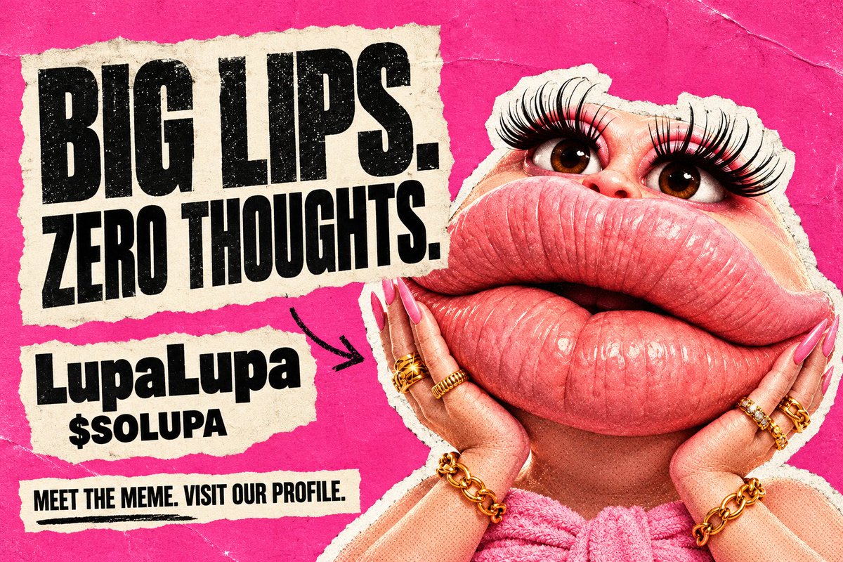 LupaSolupa's tweet photo. JOIN US!
Big lips. Tiny brain. Meet LupaLupa.

Our last brain cell said Solupa, so we made a coin. Now we need people to explain this decision to.

Grab some Solupa and join the nonsense. Bring memes. Bring friends. Smoochie boochie.
https://t.co/ihopaep8A1 https://t.co/D7vydfmeHJ