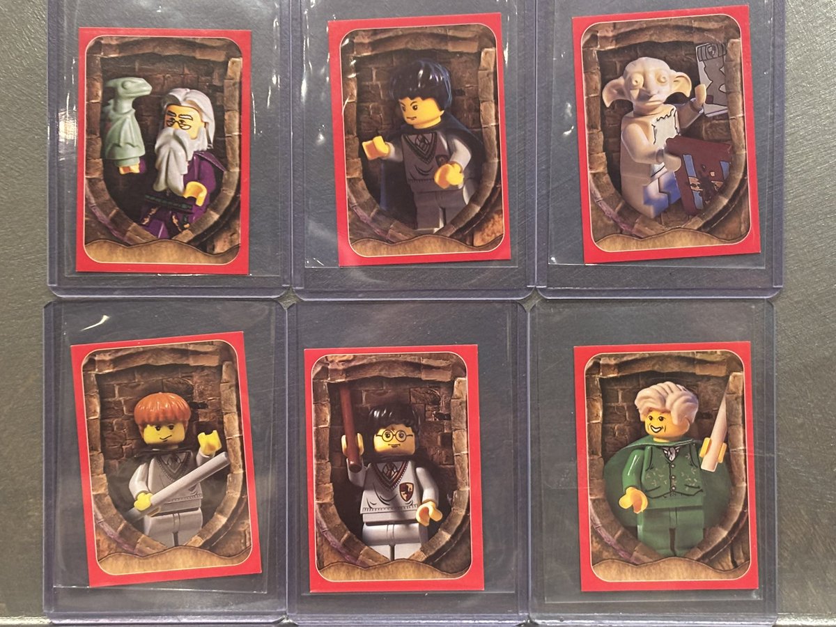 NonSportsPhD's tweet photo. 2002 Chambers of Secrets Panini stickers had these six chases. Lego versions of six of the characters, including an early Tom Riddle. Extremely hard to find. https://t.co/BY4m4JKZe6