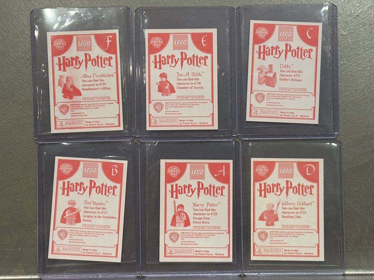 NonSportsPhD's tweet photo. 2002 Chambers of Secrets Panini stickers had these six chases. Lego versions of six of the characters, including an early Tom Riddle. Extremely hard to find. https://t.co/BY4m4JKZe6