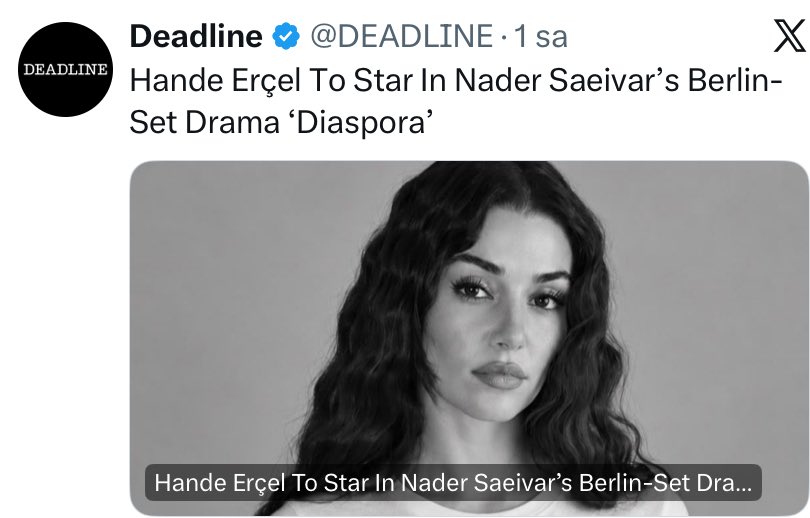 nightandlightss's tweet photo. ben kanal d de başrol oldum diyen hande erçel den bugün yabancı bir projede başrol olup haberleri Deadline gibi Hollywood’un en önemli yayınlarında yer alan hande erçel’e kim ne derse desin kadın aldı başını gitti globalde Türkiye’yi en iyi ve en gurur verici şekilde temsil ediyo https://t.co/HPjofujtW3