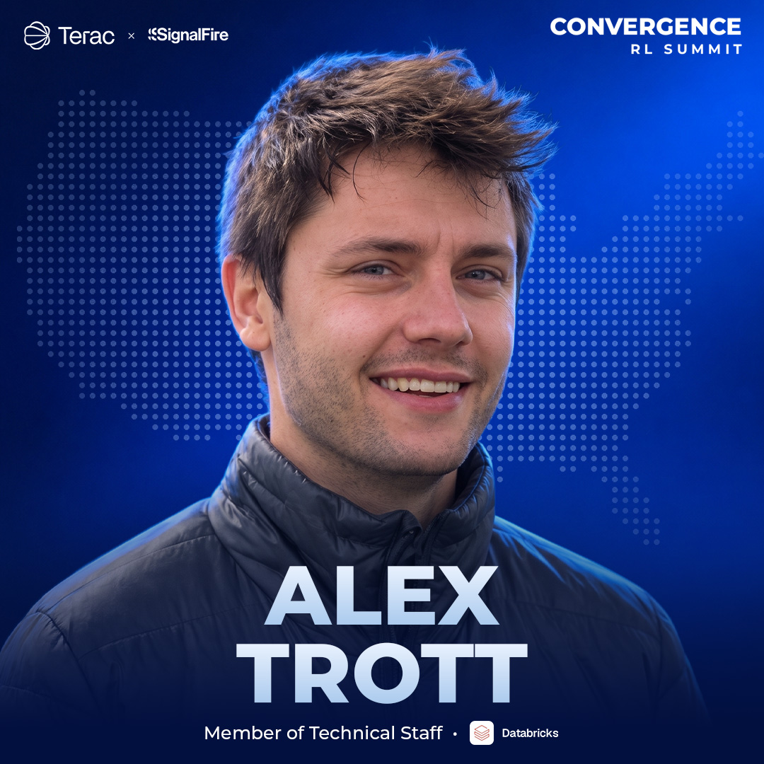 tryterac's tweet photo. 3 weeks from now, 100 of the top researchers, operators, and founders in RL will be at Convergence.

Alex Trott from Databricks Mosaic Research will be joining us on stage and sharing his key insights.

Register before it's too late: https://t.co/29vS30EcEE https://t.co/n9DjRvZmyr