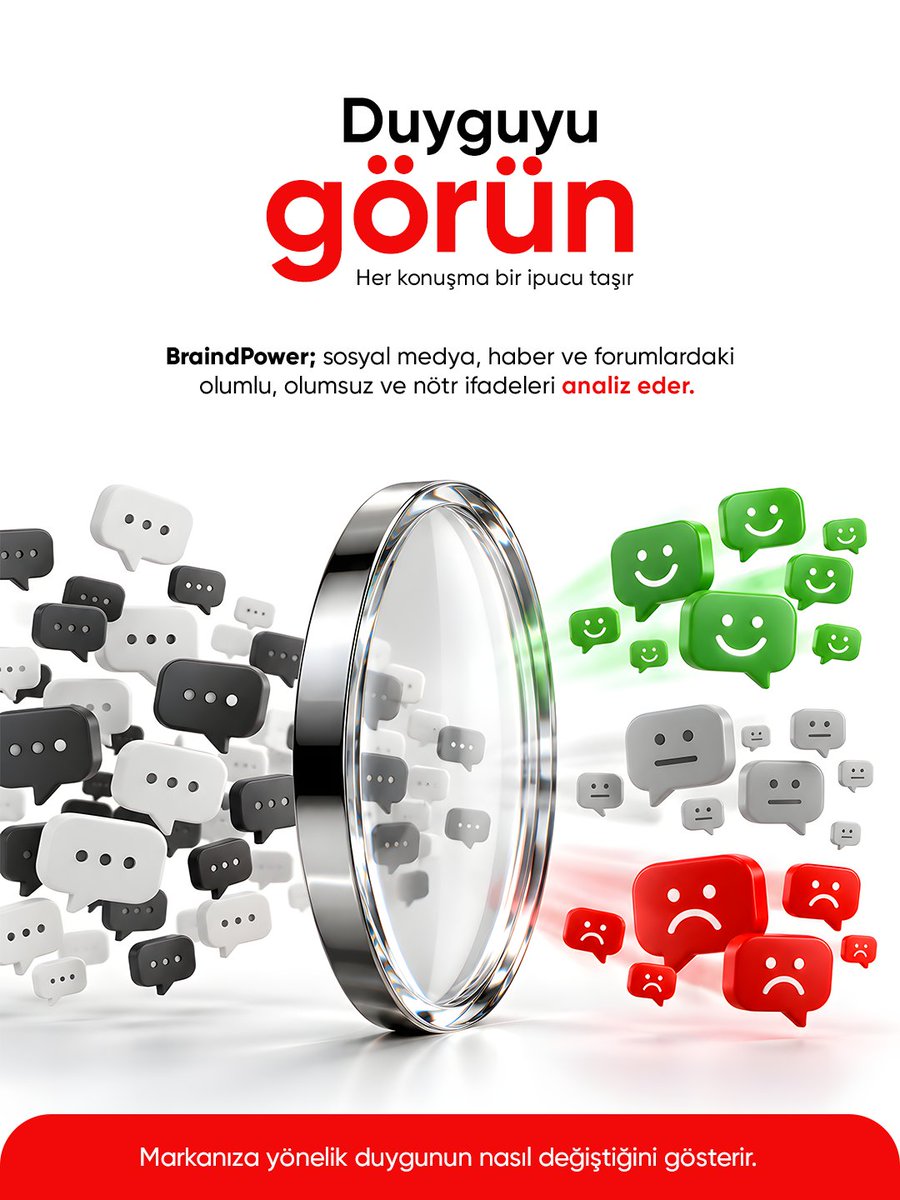 BraindPower's tweet photo. Etkileşim raporunuzda yükselen bir grafik var. Peki, bu yükselişin arkasında memnuniyet mi var, hayal kırıklığı mı?

BraindPower, markanız hakkındaki konuşmaları duygu analiziyle anlamlandırmanıza yardımcı olur. Olumsuz tepkilerdeki değişimi fark edin, dikkat gerektiren konuları görün ve iletişim kararlarınızı bu içgörüyle destekleyin.

Sayıları takip edin. İnsanların ne hissettiğini anlayın.