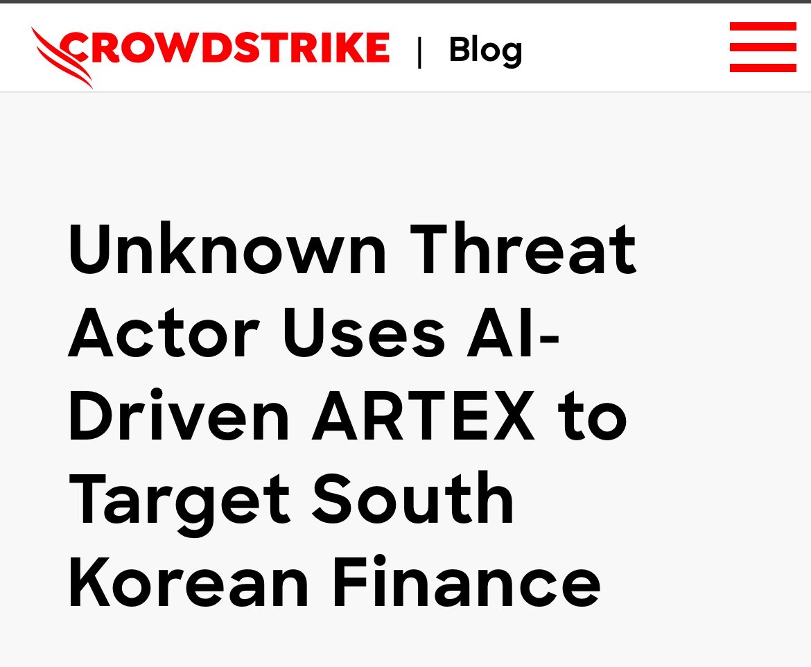 heyorvian's tweet photo. a hacker allegedly used AI agents to attack South Korean banks

then made one ridiculous mistake 😭

they left their Claude Code session histories exposed on a public server.

CrowdStrike researchers found the logs alongside agent memory files and configurations for ARTEX, an open-source AI penetration-testing tool.

the attacker reportedly used DeepSeek V4.1 Flash, GLM-5.3 and Grok 4.6 across the operation.

and somehow, it gets worse.

in one Claude Code session, the attacker asked AI to write a security researcher résumé, providing personal details that could help identify them.

researchers also found conversations about where stolen Korean data could be sold.

the attacker’s identity hasn’t been confirmed.

imagine using AI to help hack banks, only to potentially expose yourself through your own AI chat history