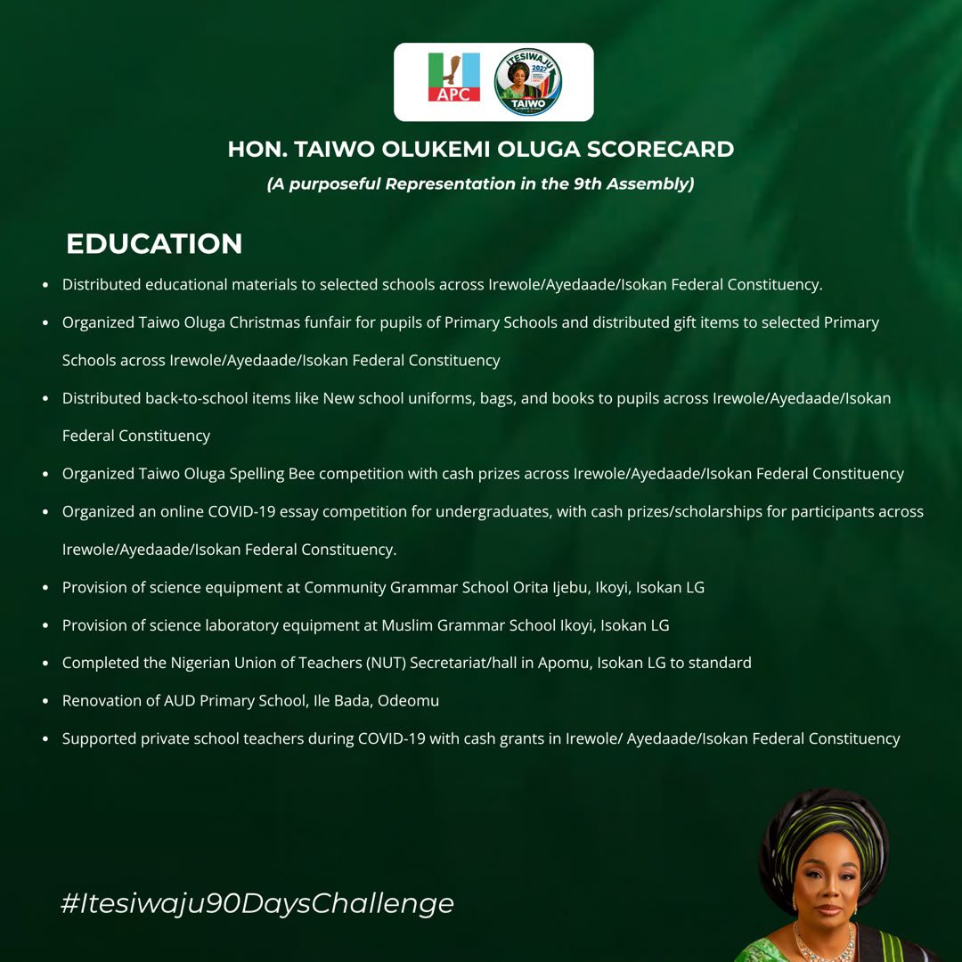 Oluga_MediaTeaM's tweet photo. __DAY 4__

HON. TAIWO OLUGA: EXPERIENCE THAT DELIVERS

A proven record of public service, legislative experience, and commitment to the people of Irewole/Ayedaade/Isokan.

#Oluga90daysChallenge
#ItesiwajuReloaded 
#IrewoleAyedaadeIsokan

Oluga Media Team https://t.co/EOVnQ3F00R