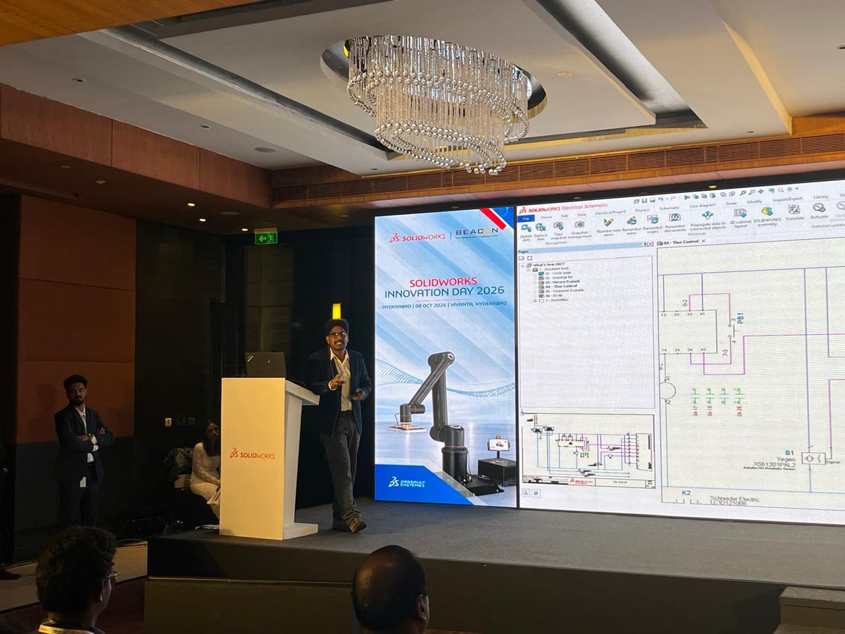 BEACONIndia_3D's tweet photo. SOLIDWORKS 2027: Simulation & Electrical π
Dr. Balarami Reddy, Application Engineer (EMAG), showcases the latest capabilities for smarter validation and efficient engineering workflows.
@SOLIDWORKS @Dassault3DS
#SOLIDWORKS #SOLIDWORKS2027 #SWID2026 #Simulation #Engineering https://t.co/c3m9F7tnD8