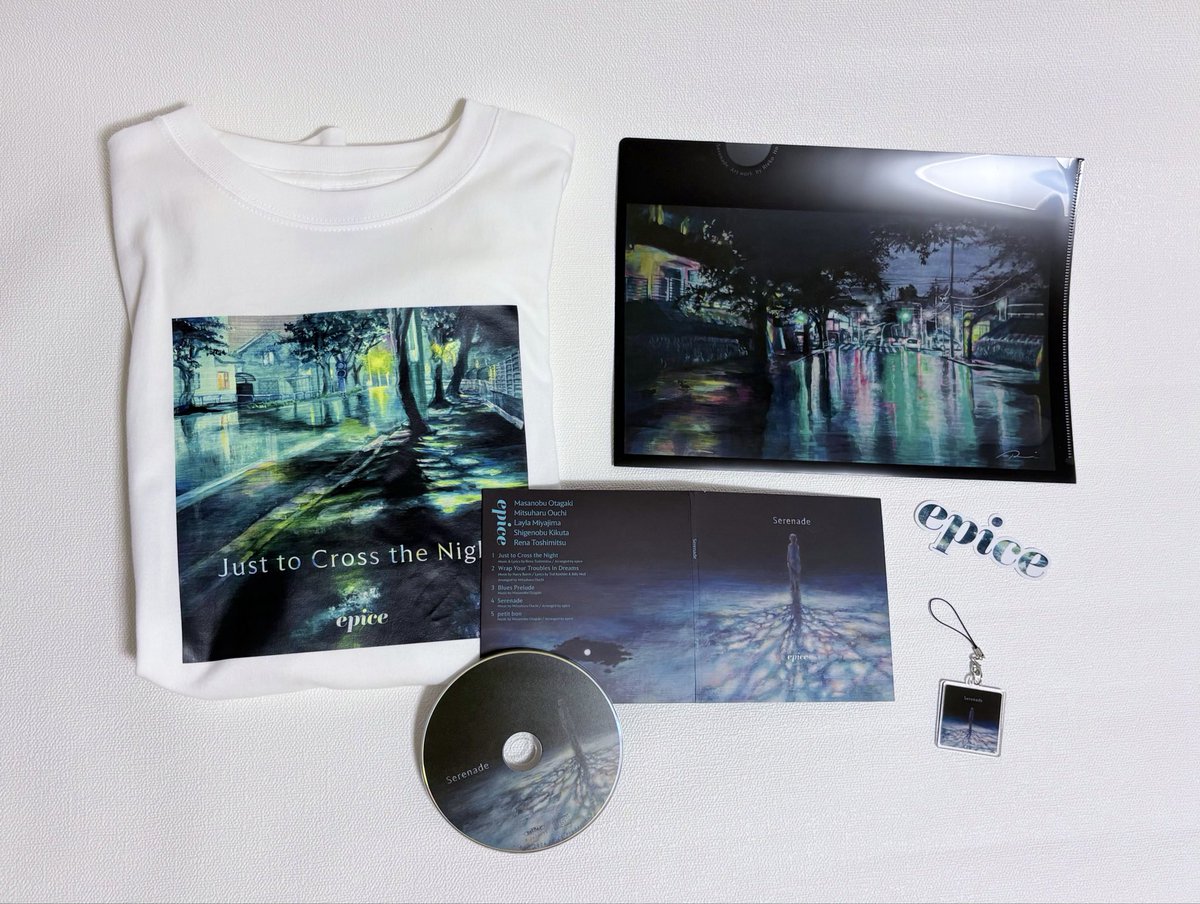 ri210057's tweet photo. 今回、epiceのアルバム『Serenade』のアートワークを担当しました。

CDと、今回描き下ろしたグッズもツアーにて販売されています。
ぜひライブで、その音楽に触れてみてください♪最高にかっこいいです。

ツアーの詳細は、epiceのHP、Instagramにて！ https://t.co/j35C1XxAqS