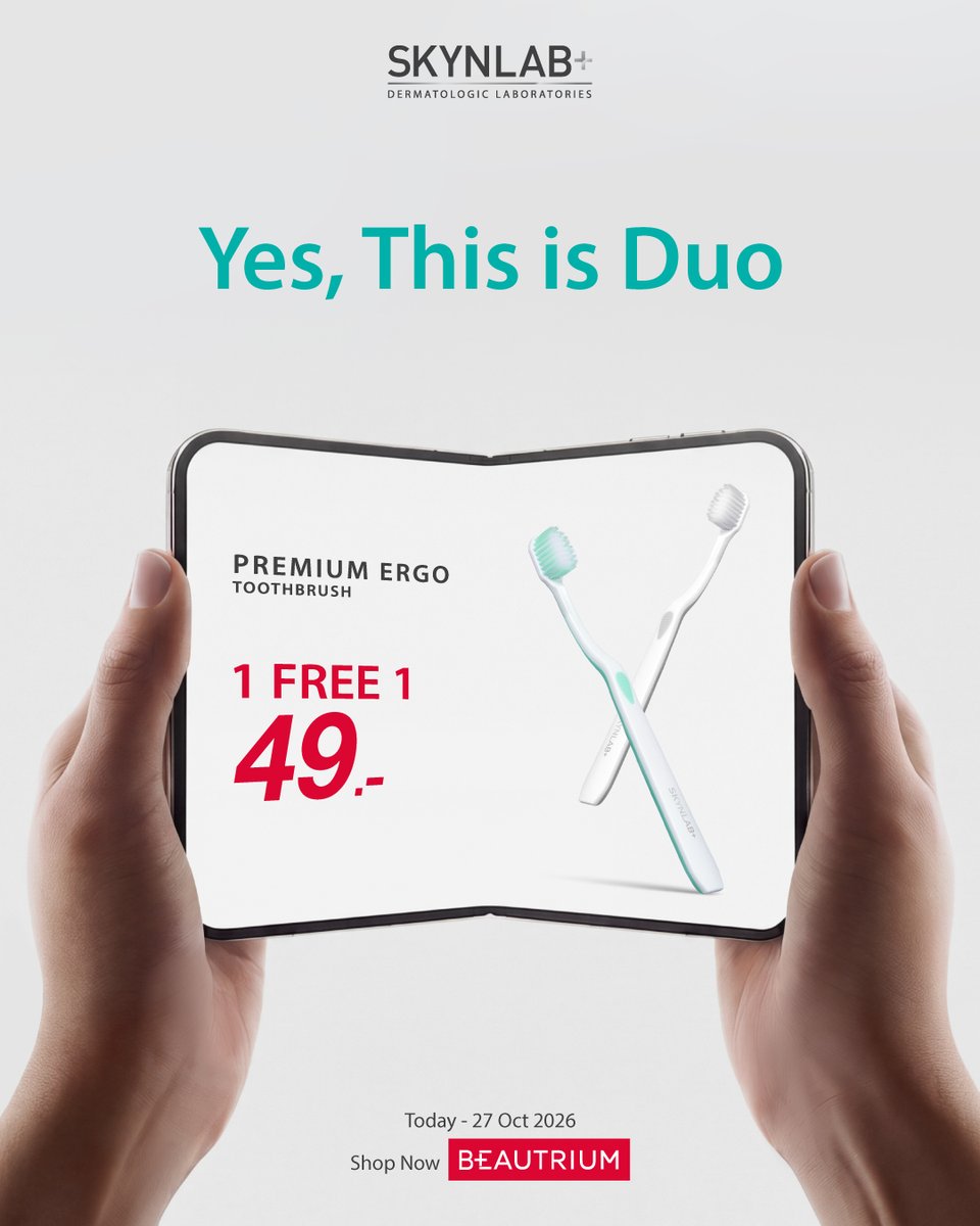 Skynlab_Thai's tweet photo. This is Duo? 👀
Yes, This is Duo. 🪥✨

ดีลคู่ที่คุ้มกว่าเดิม
Premium Ergo Toothbrush 1 FREE 1 เพียง 49.-

🗓️ ตั้งแต่วันนี้ – 27 ต.ค.69
📍 ซื้อได้ที่ BEAUTRIUM

#SKYNLAB #สกินแล็บ #PremiumOralCare #theBEAUTRIUM #BeautyCompanion https://t.co/qFai6gQS6W