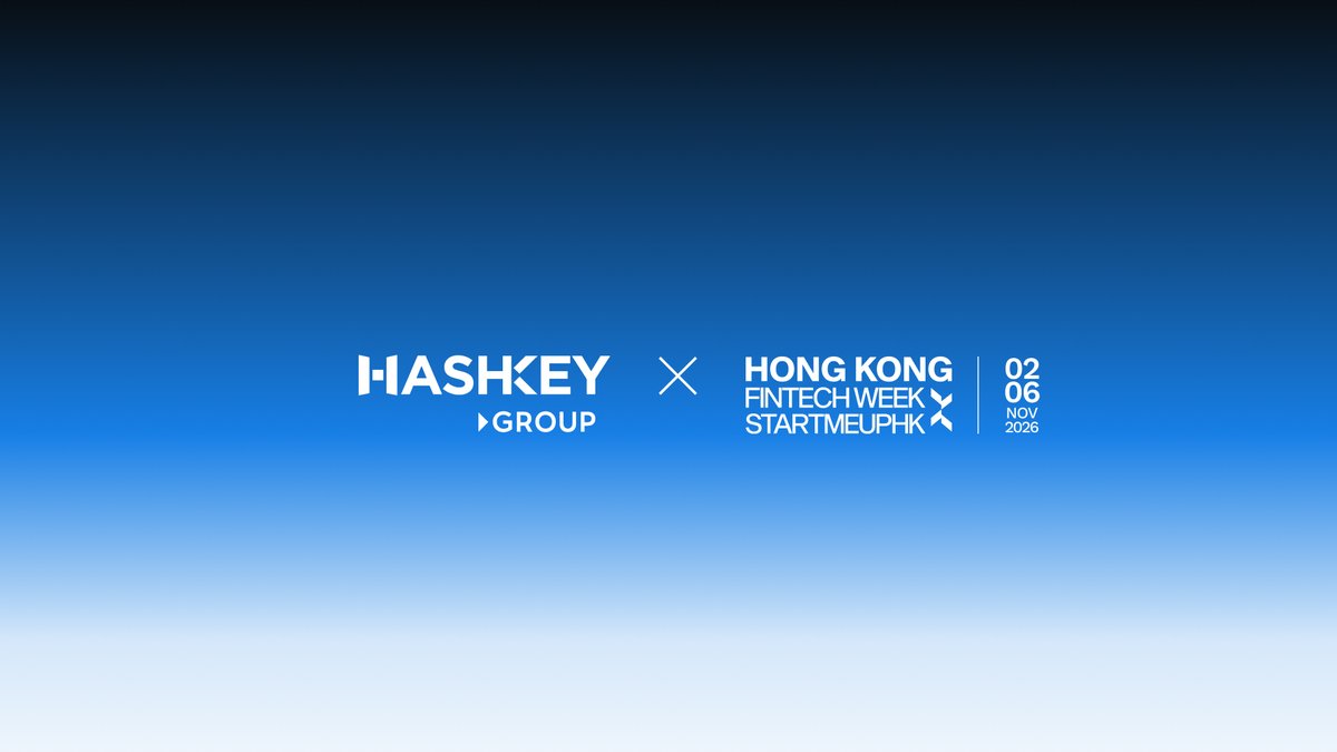 HashKeyGroup's tweet photo. We are back at Hong Kong FinTech Week! @HongKongFinTech 🇭🇰 HashKey Group is returning to Hong Kong FinTech Week x StartmeupHK 2026 as a Gold Sponsor.

From finance and AI to Web3 and global innovation, come meet the HashKey team and explore what’s next at our booth. 👋

📅 2–6 November 2026
📍 Hong Kong

Join us 👉 https://t.co/ZeEbmZFe7f