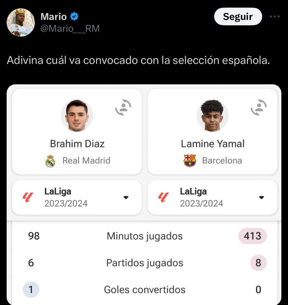 Torren__'s tweet photo. Prohibido olvidar que el madridismo prefería a Brahim por delante de Lamine en la Selección 😭 https://t.co/FTp7t6FYWo