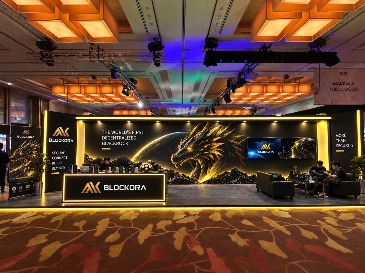 blockoraoffical's tweet photo. Day 2 at #Token2049! 🔥
Golden Dragon booth is buzzing 🐉
The World’s First Decentralized BlackRock.
Come chat prediction markets &amp; mining! 🚀
#Blockora #BLK #Token2049 https://t.co/WM0i9jaVob