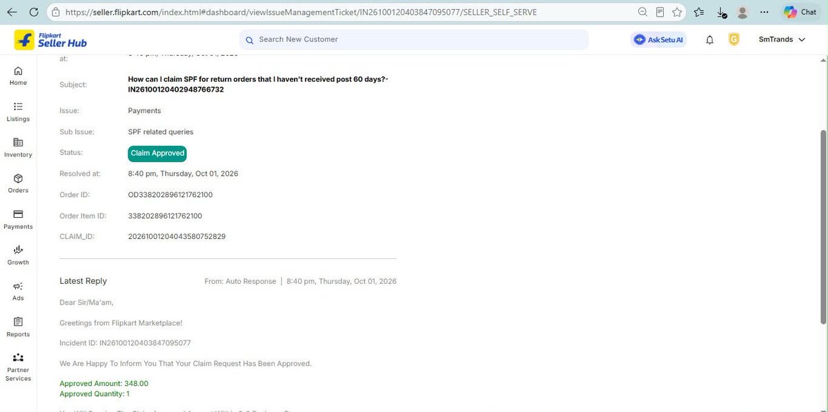 StrideUp23's tweet photo. "@Flipkart @FlipkartSupport Pure fraud! You approved SPF claims on Sept 29 &amp; Oct 1 (Ticket: IN26100120403847095077), but now rejecting legacy orders with fake 'Invalid Label' rules to block ₹10L+. Stop cutting calls when caught! Docket: 10313798" https://t.co/xR4hVpMour