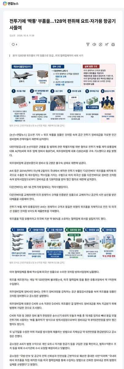 hmx112's tweet photo. 11년동안 전투기 짝퉁 부품을 납품해온 업자 https://t.co/HdRpHRCPSh