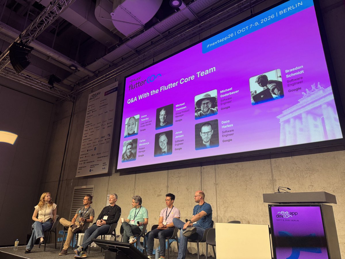 dahabdev's tweet photo. Great Q&A session with the Dart team, answering community questions about the future  of @dart_lang  and @FlutterDev 
 Thanks 
@MiSvTh  @twerske and the whole team for this great and inspiring session! 

It’s always exciting to hear directly from the teams shaping the future of Flutter and Dart.
@AbdallahSh07 
@redbrogdon 
@FlutterconWorld 
#Flutter #Fluttercon