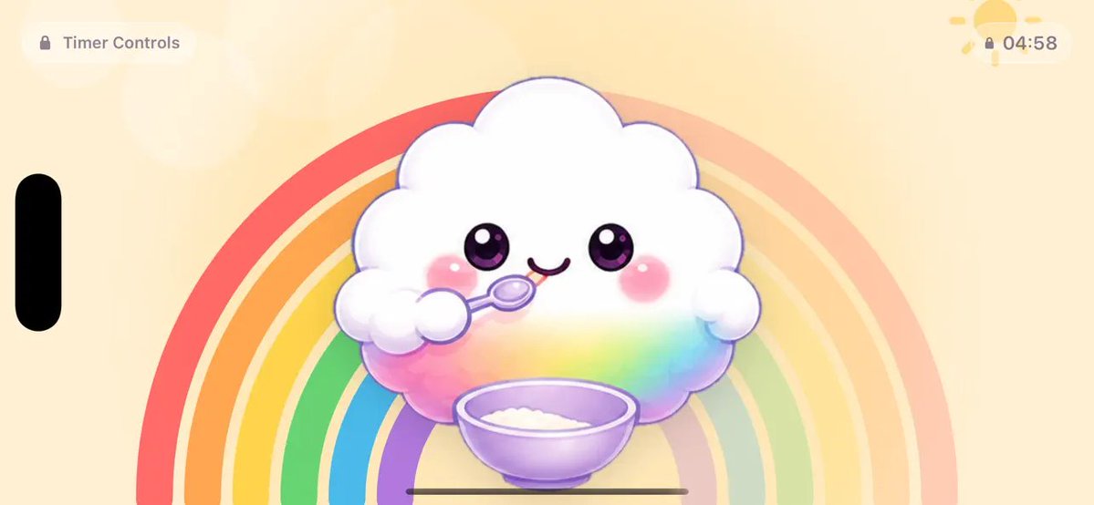 solmatter_'s tweet photo. When dinner runs a little late, add a minute.

Yunseul Time lets you adjust the countdown, with a rainbow cloud and the remaining time on screen.

Free on iPhone &amp; iPad (in-app purchases):
https://t.co/E1mLetcIyp https://t.co/LaDdKsWt7v
