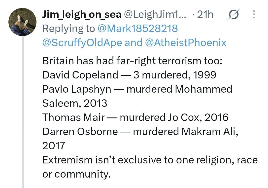 LeighJim1966's tweet photo. @Mark18528218 @ScruffyOldApe @AtheistPhoenix You have to be a bot https://t.co/m3fp3yUczF