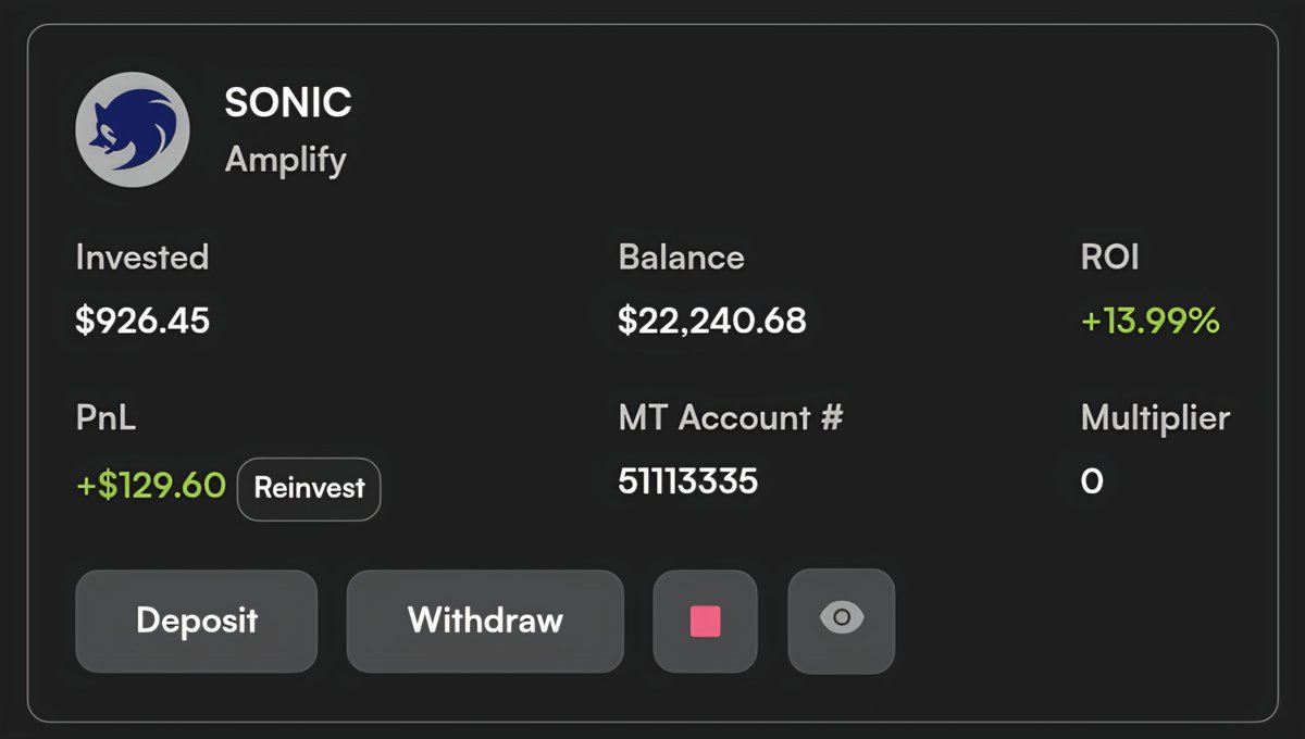 JH_688's tweet photo. 🦁 MY $10 COMPOUND EXPERIMENT

I started my second SONIC account with just $10.

My approach is simple:

💰 Account 1 = Personal capital
🌱 Account 2 = Reinvested trading profits + CopyX affiliate commissions

The goal? Document how the second account develops over time — including losses, fees and any additional commissions.

No guaranteed returns. Just a real experiment with real money.

Would you compound your profits or withdraw them? 👇

⚠️ Leveraged trading carries significant risk. I may earn referral commissions.

#CopyTrading #XAUUSD #Trading