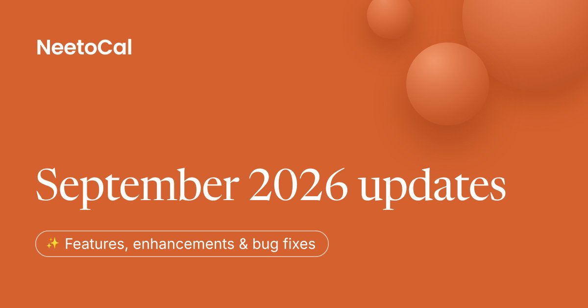 NeetoCal's tweet photo. A client asks to move the call. You drag the event in your calendar. Done.

No second trip into NeetoCal. The booking moves with it, and your client sees the new time.

To know what else this month had, our September 2026 monthly blog is out: https://t.co/wxD0X208xF https://t.co/MZyppSSrMQ