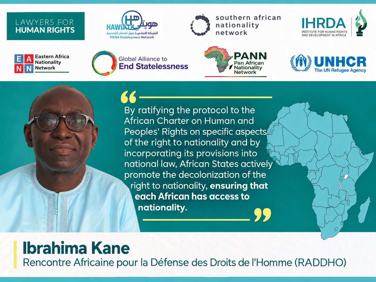 NetworkSouthern's tweet photo. The African human rights system has a critical role to play in protecting the right to nationality.

Join us for this discussion at the NGO Forum in Dakar!

#ACHPR89 #RatifyR2NAfrica #EndStatelessness https://t.co/7aBXKlwxj1