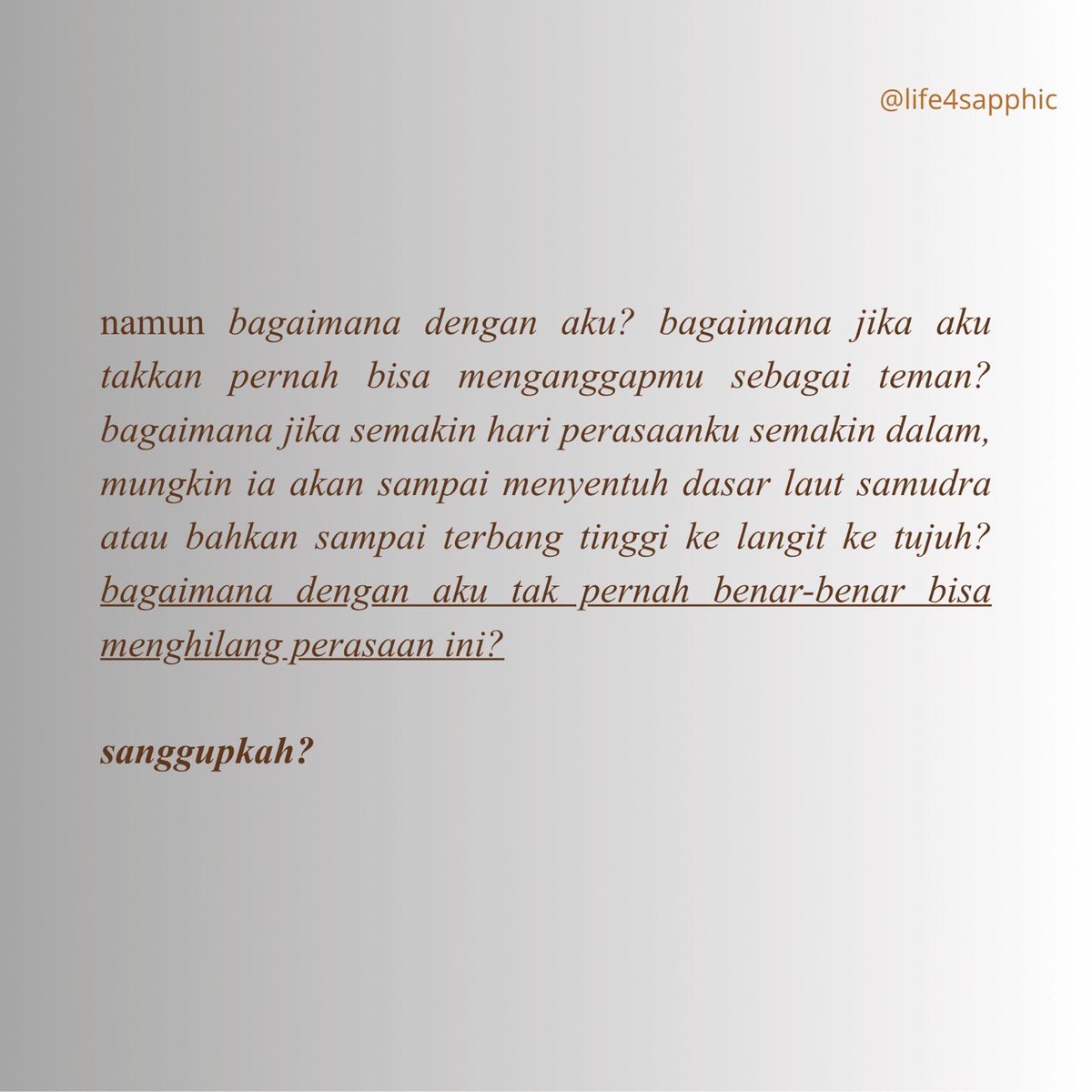 life4sapphic's tweet photo. katamu, menjadi seorang teman akan lebih baik https://t.co/cNTFWSBEpM