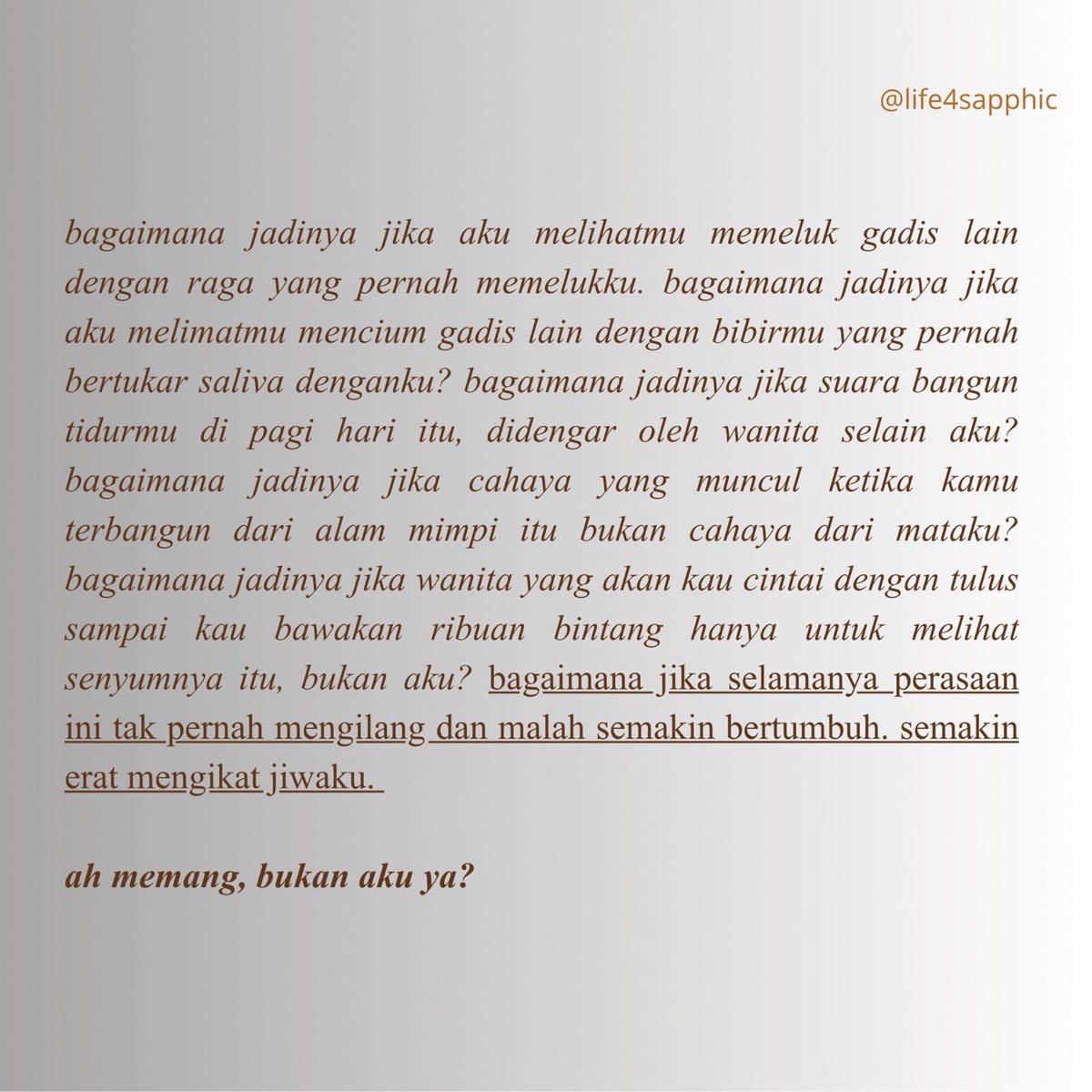 life4sapphic's tweet photo. katamu, menjadi seorang teman akan lebih baik https://t.co/cNTFWSBEpM