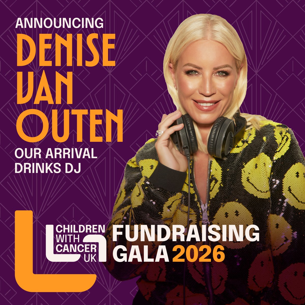 CwC_UK's tweet photo. The countdown to our Children with Cancer UK Fundraising Gala is on. On 7 November, @denise_vanouten will kick off the evening as our arrival drinks DJ, with a special performance from Jon &amp; @joomeara &amp; @maxtofficial keeping the after party going. https://t.co/BZf8E6riv6