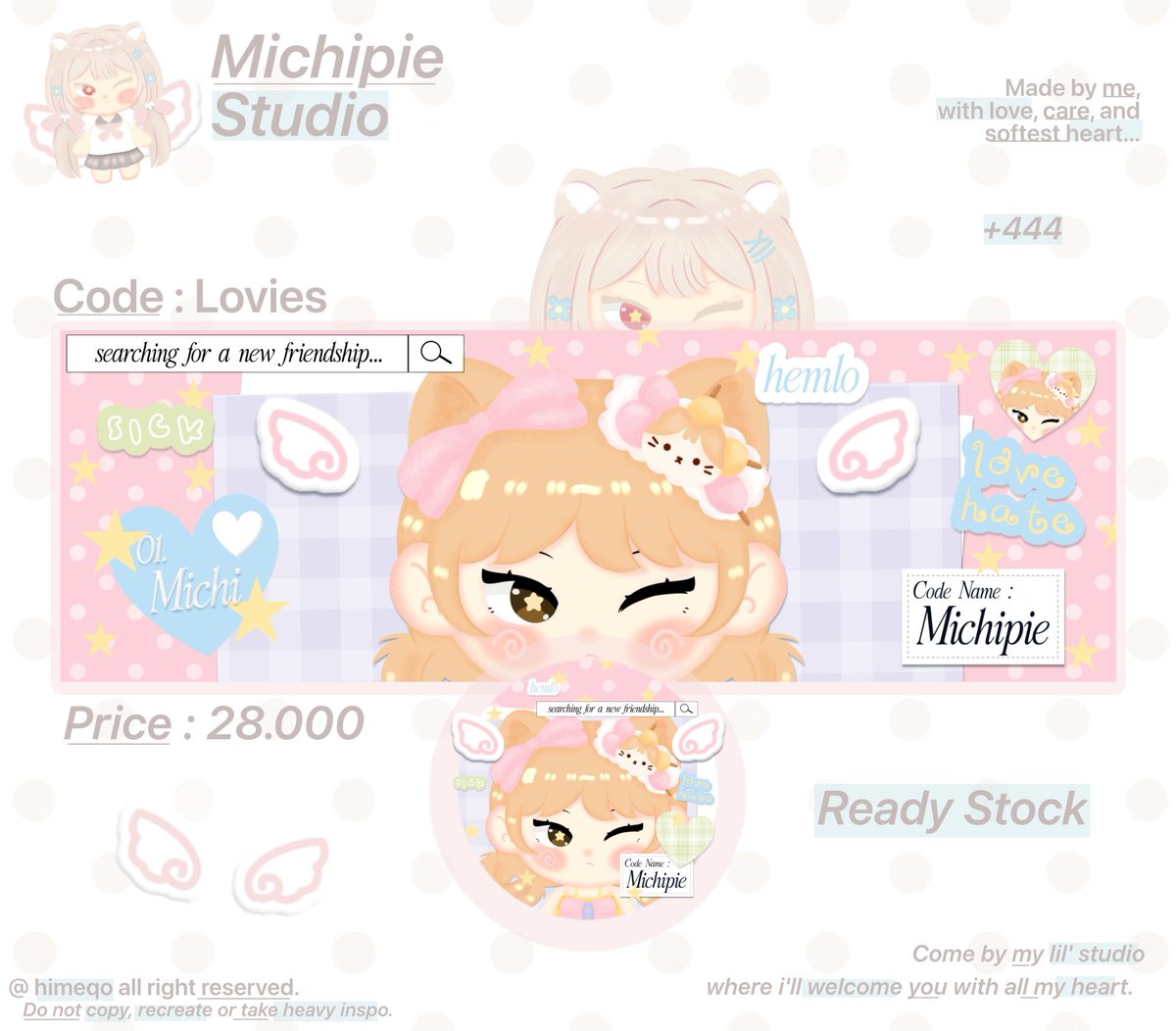 himeqo's tweet photo. Help repost pwis? Thank u. ︎︎❤︎

𓏵 ° ˖ 👧🏻🍓 ding - dOng ! 𓈈 ⭐️ michi studiO datang membawa ready stock 1O layout X chibi gemec nich :3  —— 🍀 sung ketuk dm michi ya!🐰✋🏻

💌 : @himeqo 
💸 : 28.000

Free retext
Recolor +3k
Bundle wabis 52.000
Resize wabis 30.000

#bealanja https://t.co/SX2dzSBq3k