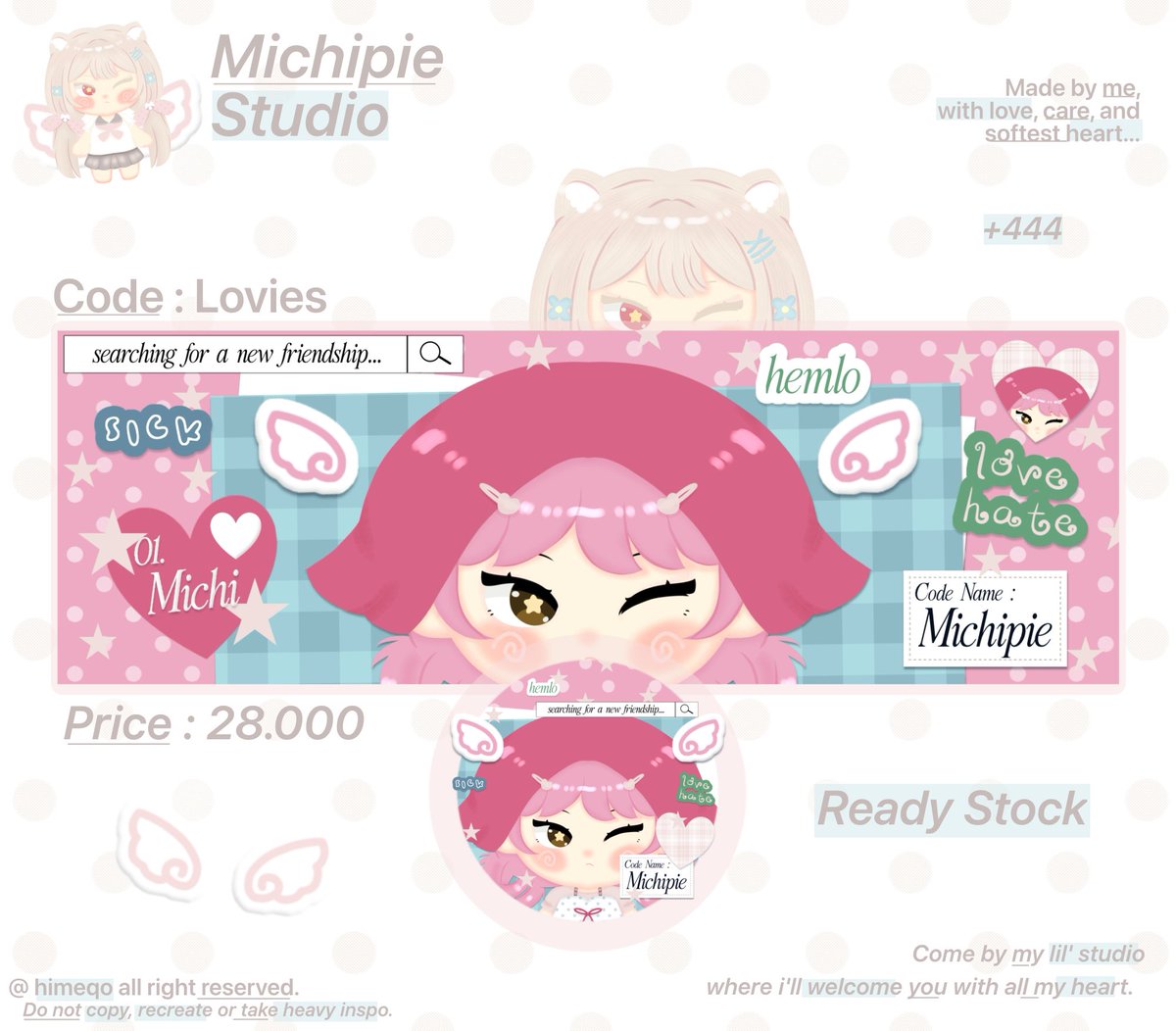 himeqo's tweet photo. Help repost pwis? Thank u. ︎︎❤︎

𓏵 ° ˖ 👧🏻🍓 ding - dOng ! 𓈈 ⭐️ michi studiO datang membawa ready stock 1O layout X chibi gemec nich :3  —— 🍀 sung ketuk dm michi ya!🐰✋🏻

💌 : @himeqo 
💸 : 28.000

Free retext
Recolor +3k
Bundle wabis 52.000
Resize wabis 30.000

#bealanja https://t.co/SX2dzSBq3k