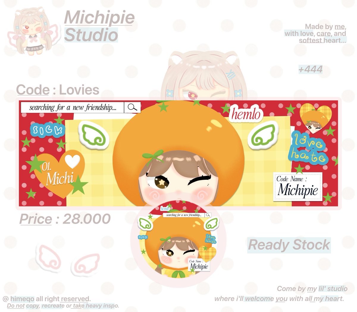 himeqo's tweet photo. Help repost pwis? Thank u. ︎︎❤︎

𓏵 ° ˖ 👧🏻🍓 ding - dOng ! 𓈈 ⭐️ michi studiO datang membawa ready stock 1O layout X chibi gemec nich :3  —— 🍀 sung ketuk dm michi ya!🐰✋🏻

💌 : @himeqo 
💸 : 28.000

Free retext
Recolor +3k
Bundle wabis 52.000
Resize wabis 30.000

#bealanja https://t.co/SX2dzSBq3k