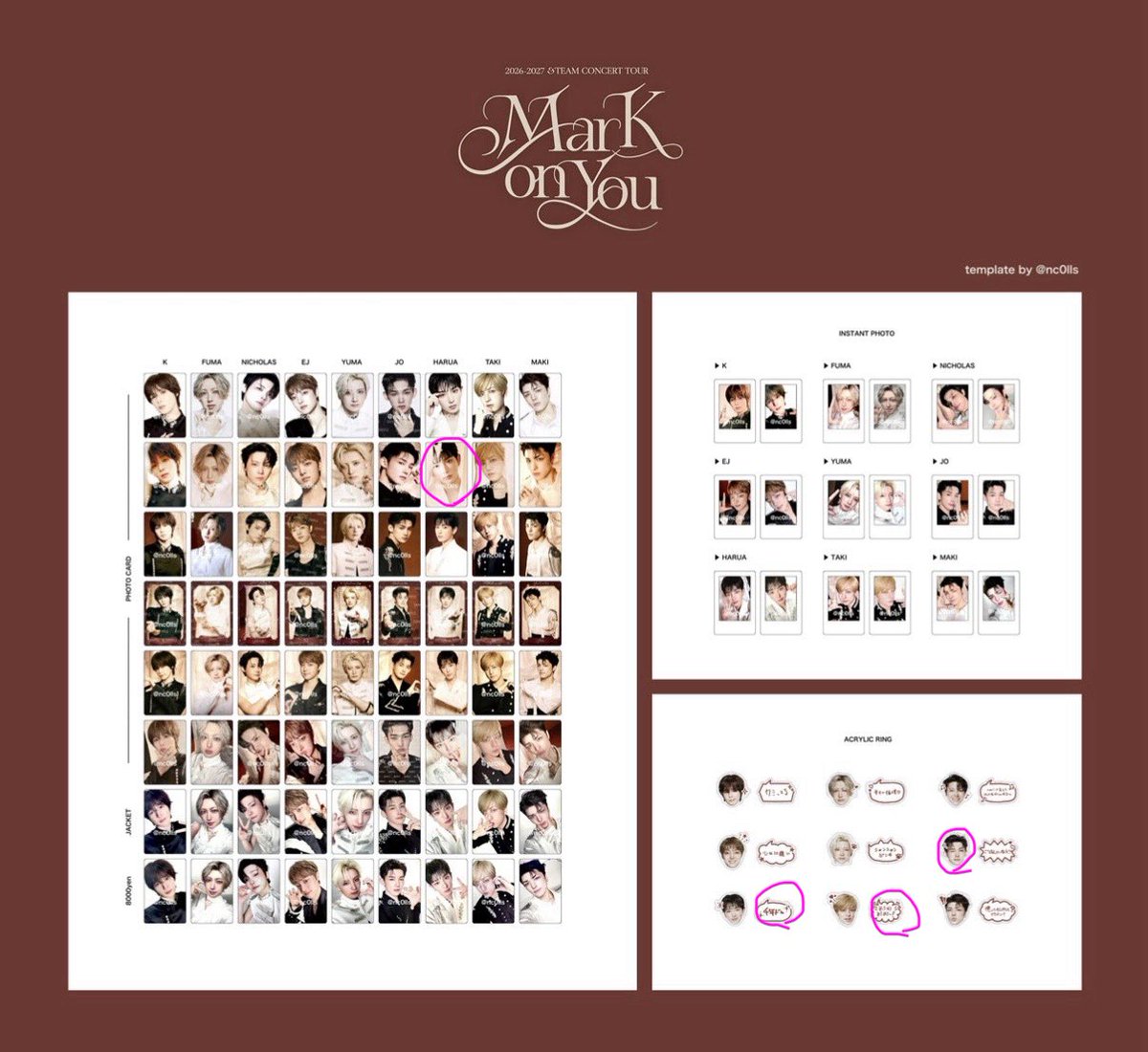 eudaisuki's tweet photo. 最新✨️

&amp;TEAM Mark on You 
トレカ、チェキ、リング

譲⇒写真のもの

求⇒HARUA🐰
ピンクで丸してあるもの

リングはJO顔バージョン
                HARUA.TAKI文字バージョン
求めてます！！

郵送希望です📮

#andTEAM_交換 #andTEAM交換 https://t.co/uclzBQwPIU