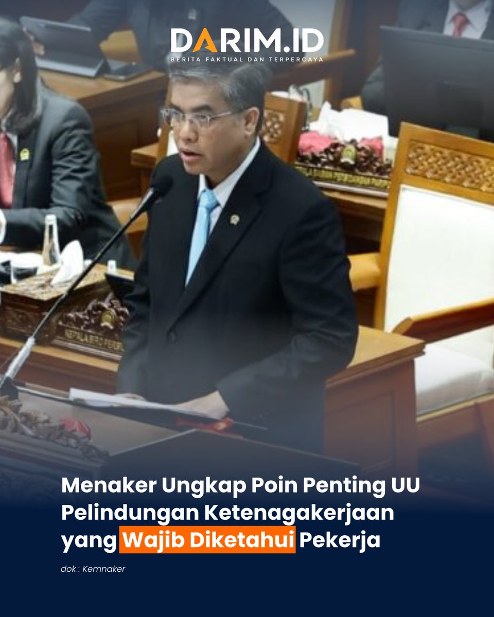 darimbdk's tweet photo. Menaker Ungkap Poin Penting UU Pelindungan Ketenagakerjaan yang Wajib Diketahui Pekerja

Baca berita selengkapnya di :
https://t.co/bfc3k5BViV

Sumber : @KemnakerRI 

#uuperlindunganketenagakerjaan #perlindunganketenagakerjaan #ketenagakerjaan https://t.co/5Dcz206Dzx