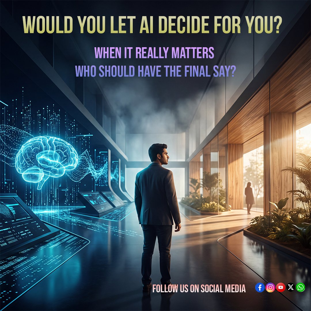 InstavivAI's tweet photo. 🤖 Would you let AI make an important decision for you?

AI can analyze more data than we ever could.
But when the decision really matters
🧠 Should humans have the final say?
🤖 Or should we trust the data?
What's your take? 👇
#AI #ArtificialIntelligence #FutureOfAI #TechTalk https://t.co/MlazcIe8s3