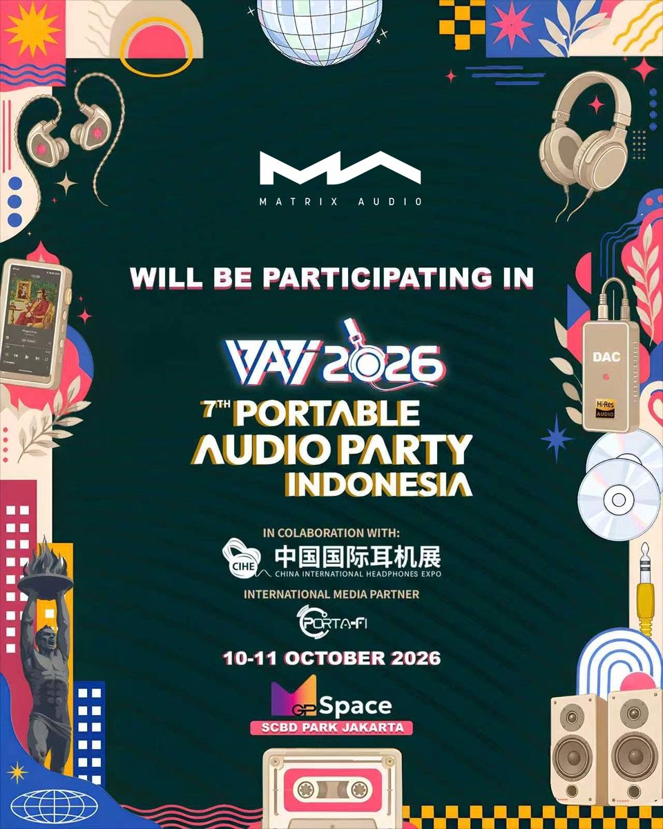 matrix_digi's tweet photo. 🔥 The PAPI 2026 is coming!
✨ Matrix Audio keeps its appointment in Indonesia
🎧 Oct 10-11, Jakarta
🎯 Bring your ears and join the fun
@porta_fi #MatrixAudio #HiFi #Audiophile #show #PAPI2026 #PortableAudioPartyIndonesia https://t.co/Gro3Q802T3