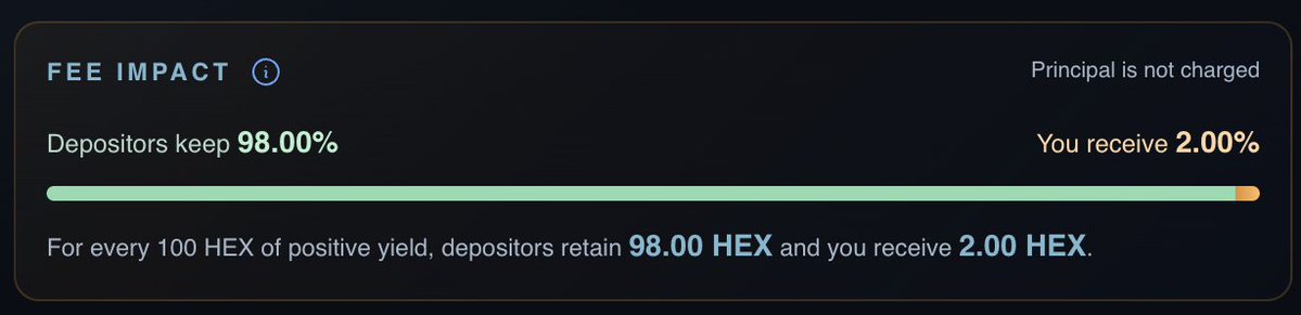 joltdotbuild's tweet photo. No more guessing what creator fees actually cost your pool depositors. ⚙️

Principal is never charged—only positive yield. 

See exactly what depositors retain vs. what creators receive before you launch.

Full #Hexity UI/UX upgrade breakdown dropping soon!
#HEX #PulseChain #ETH #DeFi

🌐 https://t.co/UrNT4mBhWs
