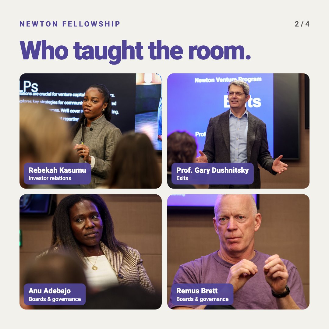 NewtonProgramVC's tweet photo. Day 1 of Module 3 of the Newton Fellowship ✅ Exits, boards, governance &amp; IR, then Fellows built and pitched their own funds. Day 2 next 👀

Register interest → https://t.co/Q1XEhl6ugi https://t.co/kFyVlFnTDb
